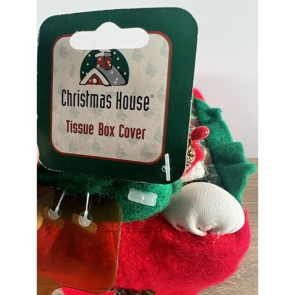 Vintage Sleeping Mrs Claus Tissue Box Cover Red Plaid Holly Leaves - Picture 2 of 3